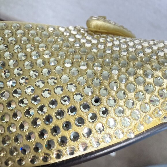 Prada Satin Crystal 1XX642 Ananas Yellow Slide Heel Mules Sandals, 36 & 38 - Picture 13 of 14